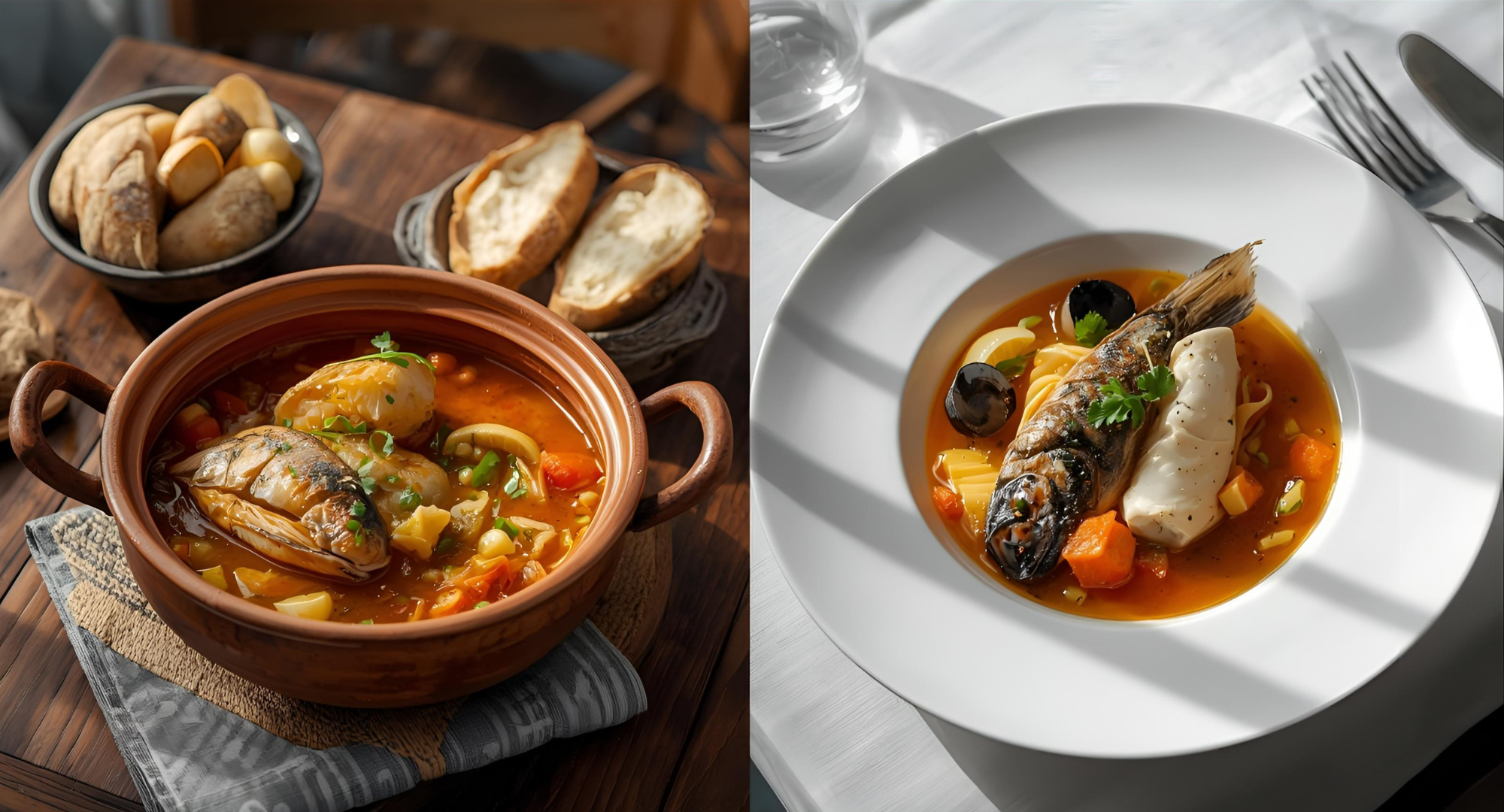 Παραδοσιακό και σύγχρονο σερβίρισμα θαλασσινών πιάτων